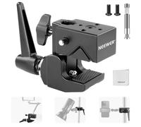 NEEWER Heavy Duty Super Clamp Max Load 33 lb/15 kg, 2.4 Inch Jaw Grip Crab Clamp Mount for Round Bar Flat Surface with 5/8 Inch Stud/Spring Lock/Cleaning Cloth for Studio Photography Camera Light
