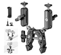 NEEWER Heavy Duty Super Clamp with Two 360° Dual Ball Head Magic Arms, 1/4" 3/8" Screw Threads, Phone & Action Camera Mount Adapter for Flat/Round Surface Compatible with GoPro DJI Insta360 DSLR