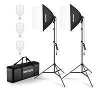 NEEWER Kit for lighting softbox equivalent to 700W with Presa E27, Confezione da 3 Lampadine LED 5700K, 60x60cm Softbox Photographic for fotografia Attrezzatura for Prodotti Ritratti