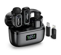 NEEWER KM19 Mini Lav Mic Compatible with iPhone 17 16 15, Matte Black | Lightweight Noise Canceling Wireless Lapel Microphone, App Control, 30h Battery 100m Range, Compatible with iPhone Android PC