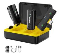 NEEWER KM23 Pro Wireless Lavalier Microphone for iPhone Android Phone Tablet Laptop PC Computer Video Recording Streaming with Charging Case OTG USB C Cable Condenser Mini Clip On Lapel Mic 40m Range