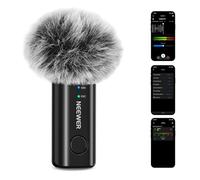 NEEWER KM23B Wireless Lavalier Microphone Bluetooth App Control, Compatible with iPhone Android Phone 8Hrs Battery Vocal Enhancement Noise Cancellation Volume Adjustment Low Cut for Streaming Vlogging