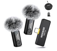 Neewer Lavalier Wireless Microphone System, 1x USB C Receiver with OTG Adapter & 2x Noise Cancelling Omnidirectional Condenser Transmitter Compatible with iPhone 16 Pro Max S24 Ultra, KM23