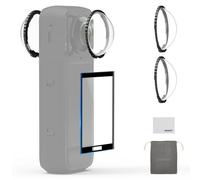 NEEWER Lens Guards Compatible with Insta360 X5 Action Camera Accessories, 99.99% Light Transmittance 9H Hardness HD Tempered Glass Lens Protector with Screen Protector, Pouch & Cleaning Cloth