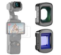 NEEWER Lens Kit Compatible with DJI Osmo Pocket 3 Creator Combo Accessories, 0.75X Wide Angle (108° FOV) + 1.2X Blue Anamorphic Cinematic Effect Lens Set + 2x Screen Protector, FL-C02