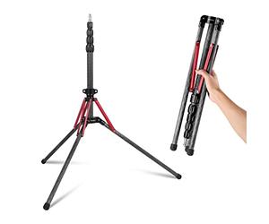 NEEWER Light Stand Carbon Fiber with 180° Reversible Legs, 1/4" to 3/8" Screw Adapter and Bag, 86.5"/220cm Portable Travel Tripod Stand for Outdoor Photography Speedlite Strobe Softbox, ST210R