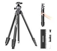 NEEWER LITETRIP LT07 61" Aluminum Travel Tripod for Camera w Pan Tilt Low Profile Ball Head, Arca QR Plate Compatible with Peak Design Tripod Plate V3, Dual Center Axis, Phone Holder, Max Load 22lb