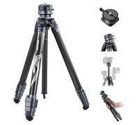 Neewer LITETRIP LT32 62" Travel Tripod Carbon Fiber with ±15° Leveling Base, Detachable Center Axis, Fast Flip Buckle, 360° Pan Arca Type QR Plate Compatible with Peak Design Capture V3 (Former TP62)