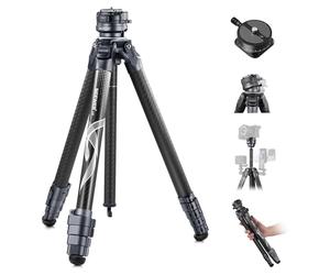 Neewer LITETRIP LT32 62" Travel Tripod Carbon Fiber with ±15° Leveling Base, Detachable Center Axis, Fast Flip Buckle, 360° Pan Arca Type QR Plate Compatible with Peak Design Capture V3 (Former TP62)