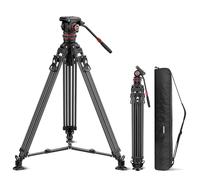 NEEWER LL36 78" Carbon Fiber Video Tripod with Fluid Head, One Step Fast Lock, Professional Heavy Duty Camera with Damping Adjustable, QR Plate Compatible with DJI RS