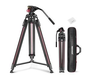 NEEWER LL38 79"/2m Video Camera Tripod with Fluid Head & Cleaning Cloth, Metal Heavy Duty Tripod Stand with One Step Quick Release Plate Compatible with Canon Nikon Sony Camcorder, Max Load 17.6lb