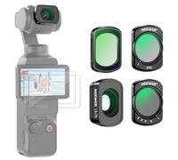 NEEWER Magnetic ND Filter Set Compatible with DJI Osmo Pocket 3 Creator Combo Accessories, Variable ND2-32 Black Mist Diffusion 1/4 CPL 0.72x Wide Angle Lens, HD Optical Glass + 2x Screen Protector