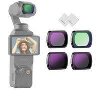 NEEWER Magnetic ND Filter Set Compatible with DJI Osmo Pocket 3 / Pocket 4 / Xtra Muse, 4 Pack HD ND16 ND64 ND256 Black Diffusion 1/4 Action Camera Filter Accessories