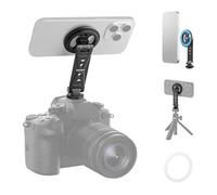 NEEWER Magnetic Phone Tripod Mount Compatible with MagSafe iPhone Samsung, Metal Adjustable Rotatable Cellphone Holder Adapter w/Cold Shoe for Tripod Mounting Camera Monitoring Video Recording, DS031
