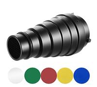 Neewer Medium Aluminium Alloy Conical Snoot Kit with Honeycomb Grid and 5 Pieces Color Gel Filters for Bowens Mount Studio Strobe Monolight Photography Flash Light