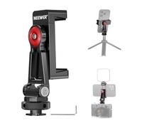 NEEWER Metal Phone Tripod Mount Adapter with Cold Shoe Base, 360° Phone Holder with 2 Cold Shoe Mount for Video Light and Mic for Vlogging, Universal Compatible with iPhone Samsung Huawei, PA001