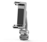 NEEWER Metal Phone Tripod Mount with Cold Shoes, 1/4" Thread, 180° Tilt, 360° Rotation, Adjustable Phone Clamp Holder Compatible with iPhone 17 Pro Max Samsung S26 Ultra Camera Cage, GA010 Silver