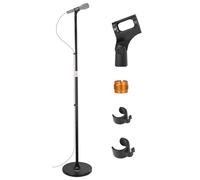 NEEWER Microphone Floor Stand, 3 Section Adjustable Detachable Mic Clamp Holder Mount with Weighted Base, Compatible with Blue Yeti HyperX QuadCast Shure SM58 Samson Q2U Fifine K669B, MS045