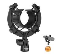 NEEWER Microphone Shock Mount, Mic Holder for Stand & Boom Arm with Elastic Ropes & 3/8" to 5/8" Screw Adapter, Fits Mics of 1.8" to 2" (46 to 50mm) Diameter, MS048