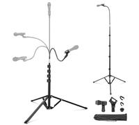 NEEWER Microphone Stand with Flexible Arm, Boom Arm Mic Floor Tripod Mount Holder with Mic Clips, 3/8" to 5/8" Adapter, Cable Clips for Singing Vlogging Live Streaming Video Recording, Max Load, MS010