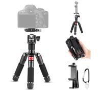 NEEWER Mini Desk Camera Tripod with Cell Phone Holder Compatible with iPhone for Video Recording Filming, 20"/50cm Small Portable DSLR Camcorder Webcam Stand, 360° Ball Head 1/4" QR Plate, TP-AAM521