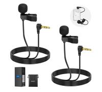 NEEWER Mini Lavalier Microphone (2 Pack), 6.6ft/2m Clip On Wired Condenser Lapel Lav Mic with 3.5mm TRS Connector Compatible with DJI Mic 2 Rode Wire