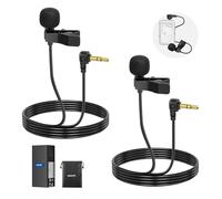 NEEWER Mini Lavalier Microphone (2 Pack), 6.6ft/2m Clip On Wired Condenser Lapel Lav Mic with 3.5mm TRS Connector Compatible with DJI Mic 2 Rode Wireless Go II CM28 CM31 Camera, LM5