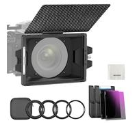 Neewer Mini Matte Box Kit with 2x Square 4"x5.65" ND Filter (ND0.9/1.8, 3/6 Stops), 2x Filter Tray, 4x Lens Adapter (67/72/77/82mm-95mm), Carbon Fiber Top Flag, Multicoated HD Optical Glass