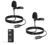 Neewer Mini USB C Lavalier Microphone 2 Pack Compatible with iPhone 16 15 Pro Max Android Phone Tablet PC, Clip On Omnidirectional Condenser Lapel Mic with 2m/6.6ft Cable