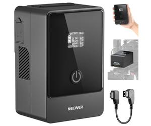 NEEWER Mini V Mount Battery 6800mAh 99Wh 14.5V, Mini V Lock Battery with 65W PD Type C/D Tap/BP/USB A/Dual DC Port/OLED Display for Video Camera Camcorder Compatible with SmallRig BMPCC 4k 6k, PS099E