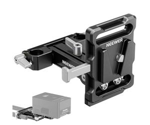 Neewer Mini V Mount Battery Plate with 15mm LWS Rod Clamps, 180° Tilt Foldable L shaped V Lock Battery Plate with Quick Release Button, Compatible with SmallRig Shoulder Rig Sony FXLION NANO, PS007