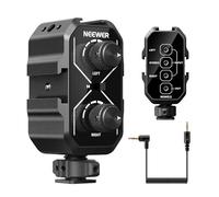 Neewer MM01 Dual Channel Microphone Audio Mixer Adapter with 3.5mm TRS Cable, Stereo/Mono Switch, Cold Shoe Mounts for DSLR Camera, Smartphones, Battery Powered Microphones for Video Recording
