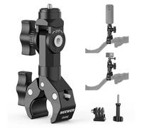 NEEWER Motorcycle Bike Handlebar Clamp Mount, Heavy Duty Clip Holder, 1/4" Screw & 3 Prong Adapter Compatible with Insta360 X5 X4 GoPro Hero 13 12 POV Video Recording, 360° Rotation & 270° Tilt, CA161