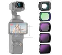 NEEWER ND Filter Set (4 Pack) Compatible with DJI Osmo Pocket 4 & Pocket 3 Creator Combo Accessories with 0.75X Wide Angle Lens & Screen Protectors, ND16 ND64 ND256 Black Diffusion 1/4 Filter, FL-B14
