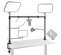 NEEWER NK002 Overhead Camera Mount Rig Platform with Phone Holder/2 Ball Heads/Arms/Super Clamp/Cleaning Cloth for Mic Webcam, Multi Device Desk Stand with Adjustable Height Width, Max Load 26lb/12kg