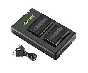 Neewer NP-FW50 Camera Battery Charger Set Compatible with Sony A6000, A6500, A6300, A6400, A7, A7II, A7RII, A7SII, A7S, A7S2, A7R, A7R2, A55, A5100, RX10(2-Pack, Micro USB Port, 1100mAh)