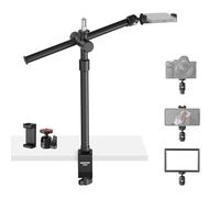 NEEWER Overhead Camera Desk Mount with Swivel Boom Arm, 1/4" Ball Head, Phone Holder & C Clamp, 22"/55.5cm Adjustable Webcam Mic Stand for LED Light Microphone Streaming Zoom Video Recording, DS024