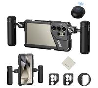 NEEWER PA042 S24 Ultra Phone Cage Video Rig Stabilizer with PA045S Quick Release Side Handle, PA045E Bluetooth Shutter Handle, 67mm Filter Adapter, 17mm Lens Backplate, T Mount Lens Adapter, Wipe