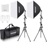 NEEWER Pack of 2 Softbox Lighting Set, 700 W Equivalent, 5700 K LED Bulbs, 24 x 24 Inch Soft Box Light with E27 Socket, Cleaning Cloth, Photo Studio Equipment, Continuous Light Set for Video Recording