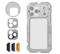 NEEWER Phone Cage Compatible with iPhone 17 Pro Max, Quick Release Video Rig Stabilizer Accessories with 67mm Filter Ring, 17mm Lens Backplate, T Mount Adapter, 4x Camera Control Cap, PA144 (Silver)