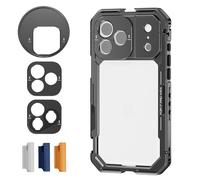 NEEWER Phone Cage Compatible with iPhone 17 Pro Max, Quick Release Video Rig Stabilizer Accessories with 67mm Filter Ring, 17mm Lens Backplate, T Mount Adapter, 4x Camera Control Cap, PA144 (Black)
