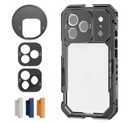NEEWER Phone Cage Compatible with iPhone 17 Pro, Quick Release Video Rig Stabilizer Accessories with 67mm Filter Ring, 17mm Lens Backplate, T Mount Adapter, 4x Camera Control Cap, PA143 (Black)