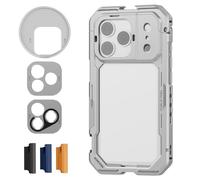 NEEWER Phone Cage Compatible with iPhone 17 Pro, Quick Release Video Rig Stabilizer Accessories with 67mm Filter Ring, 17mm Lens Backplate, T Mount Adapter, 4x Camera Control Cap, PA143 (Silver