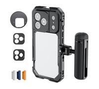 NEEWER Phone Cage Kit Compatible with iPhone 17 Pro Only, Video Rig Stabilizer Accessories with 67mm Filter Ring, 17mm & T Mount Lens Backplates, Quick Release Bluetooth Handle, PA143 (Black)