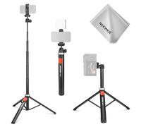 NEEWER Phone Tripod for Camera with Cell Phone Holder & Remote, 62.9" All Metal Selfie Stick Travel Vlog Video Recording Portable Stand Compatible with iPhone Canon Sony Nikon, Cleaning Cloth, TS05