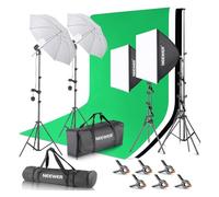 NEEWER Photography Lighting kit with Backdrops, 8.5x10ft Backdrop Stands, CE Certified 5700K 800W Equivalent 24W LED Umbrella Softbox Continuous Lighting, Photo Studio Equipment for Photo Video Shoot