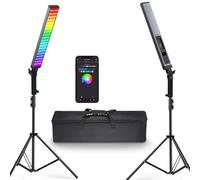Neewer Photography RGB Light Stick Kit, 2 Pack LED Video Tube Lights w/Stands, Diffusers, 3250Lux Dimmable Light Wand 2500-10000K CRI95+/TLCI97+ APP/2.4G/Panel Control for Live/Videos/Vlog, BH20C