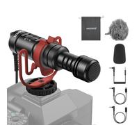 NEEWER Plug & Play Vlog Clip On Microphone, 20-20KHz Mini Supercardioid Mic with 3.5mm TRRS, Low Frequency Cut, Gain Control, Two OTG Compatible with 16 15 S25 Ultra Android Tablet Mac, VM11