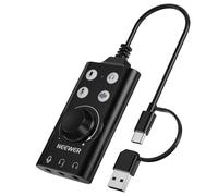NEEWER PP07 USB C & USB A to 3.5mm External Sound Card, Portable Audio Adapter Accessories with Mute/Noise Cancellation/Volume & Gain Adjustment, Compatible with Mac Windows PC Phone PS4 PS5