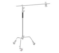 NEEWER Pro 100% Metal C Stand Light Stand with Wheels, Max. Height 10.8ft/330cm Adjustable Reflector Stand with 4ft/120cm Boom Arm & 3 Pulleys for Photo Studio Video Reflector, Monolight, etc